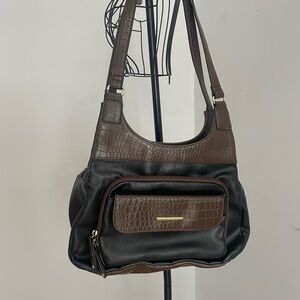 Jaclyn Smith Two-Tone Brown and Black Shoulder Bag